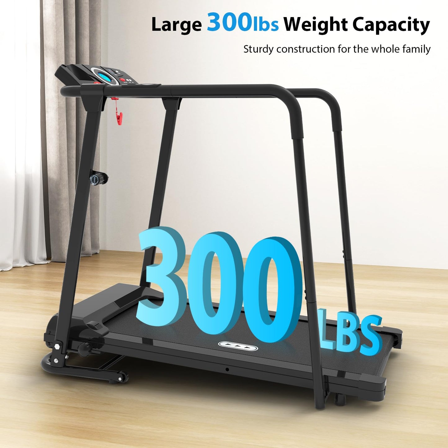 CIIHI Walking Treadmill for Senior - Foldable Senior Treadmill with 300 lbs Capacity and Long Handrails - Home Recovery Fitness Exercise Machine for Elder with Heart Rate Monitor