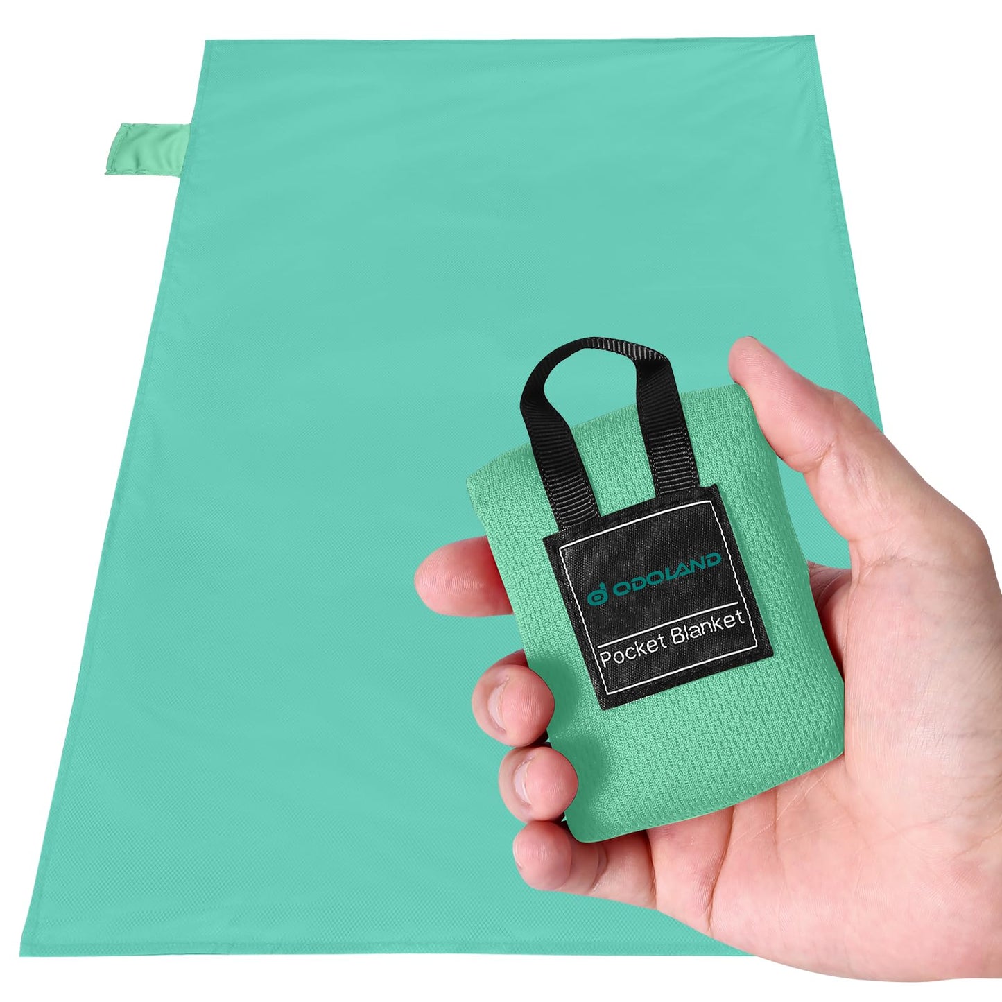 Odoland Pocket Blanket Picnic Blanket, 71" x 63" SandProof Waterproof Outdoor Beach Blanket with Portable Bag, Foldable Lightweight Sand Free Quick Drying Beach Mat for Hiking Camping Travel,Grey