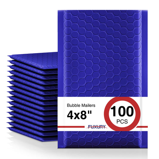 Fuxury Black Bubble Mailers 4x8" 100 Pack Waterproof Padded Envelopes Usable Size 4x7" Self Seal Bubble Envelopes Padded Mailers for Small Business, Envelope Mailers