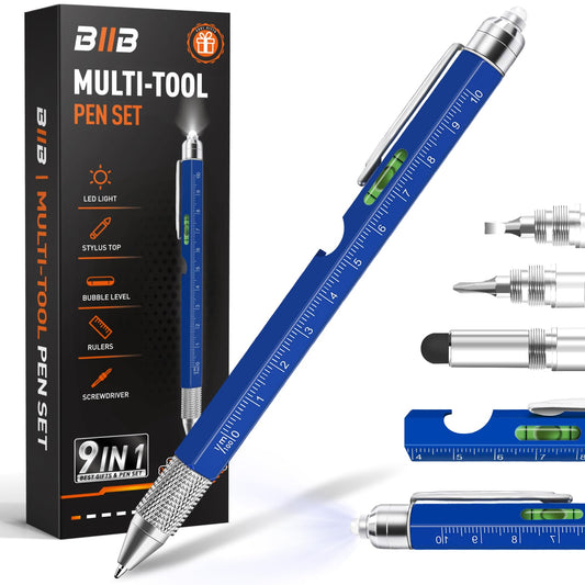 BIIB Gifts for Men 9 in 1 Multitool Pen, Mens Gifts for Dad Him Husband, Birthday Gift for Men Who Have Everything, Fathers Day Dad Gift from Wife Daughter, Unique Tools Gadgets for Mens