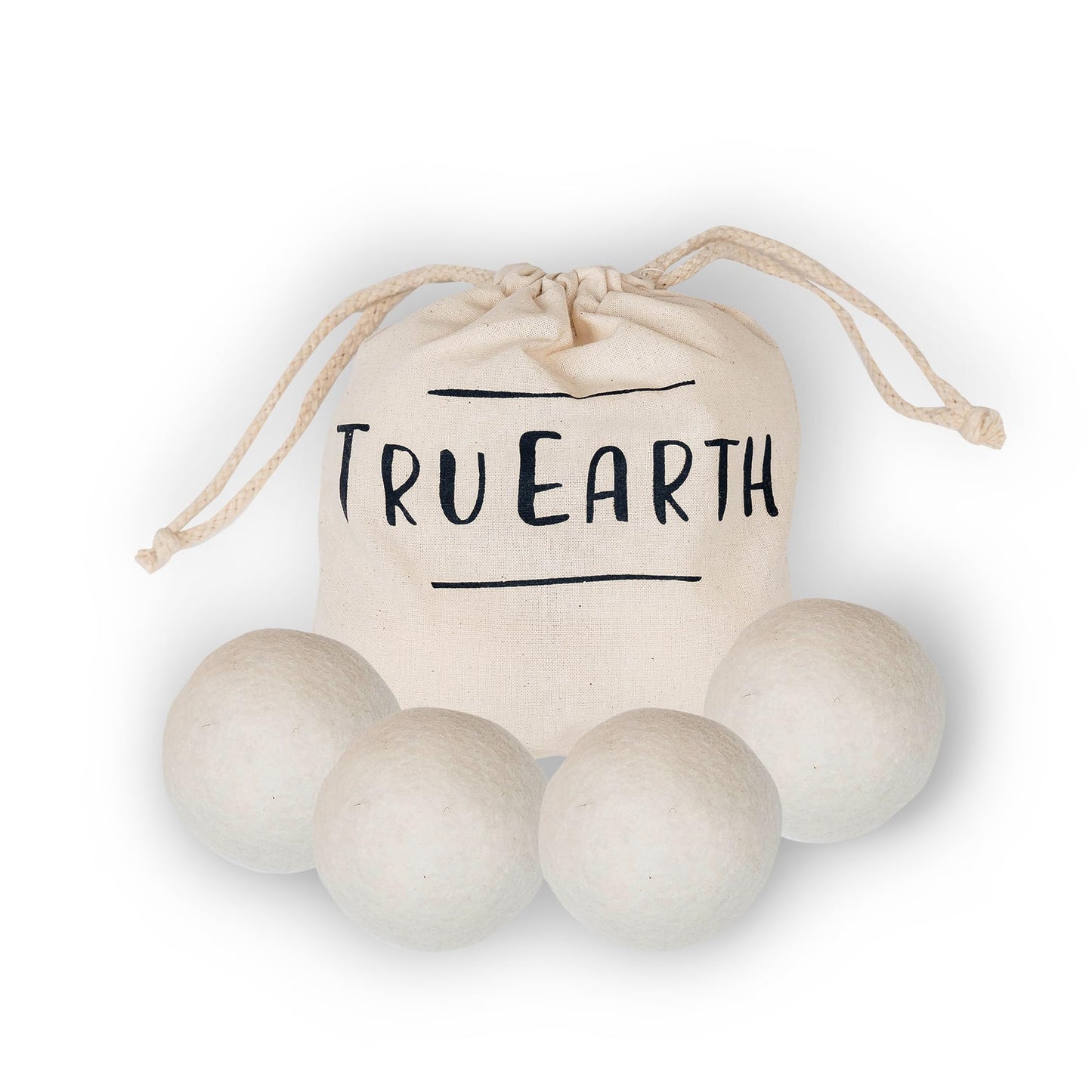 Tru Earth Wool Dryer Balls, Set of 4 XL 100% Wool Anti-Static Balls for Laundry, Reusable & All Natural