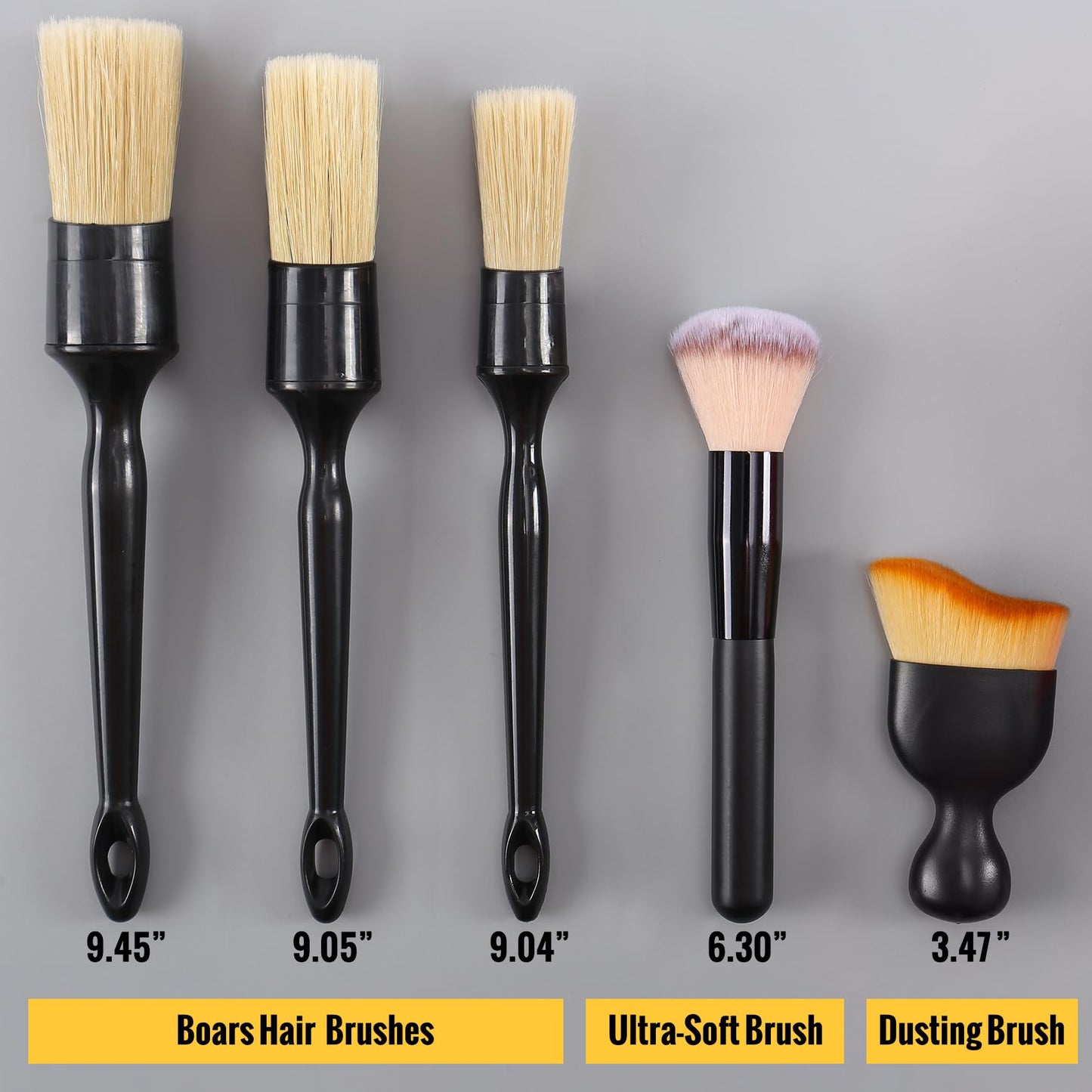 Birbenben 6PCS Car Detailing Brush Set, Ultra Soft Boars Hair Detail Brushes, Automotive Cleaning Brush Kit for Wheels, Air Vent, Leather Seats, Vehicles Auto Exterior Interior Detailing Brushes Tool