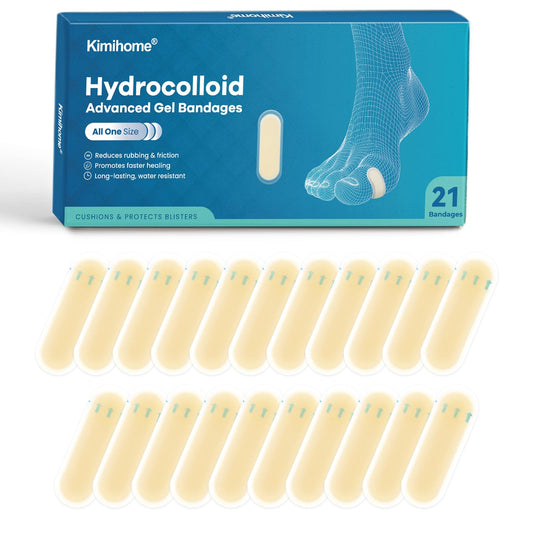 Gel Blister Bandages - 21 PCS Hydrocolloid Bandages for Feet, Blister Cushions Pads, Water Resistant Adhesive Band for Heel, Toes & Foot, Blister Bandaids for Prevention & Recovery (Heel Pack)