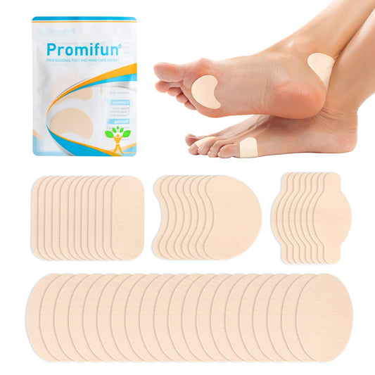 Moleskin Strips with Adhesive Blister Prevention Pads Mole Skin Tape Stickers for Feet Heel Shoes Padding-24 Sheets of 4 Shapes，Beige