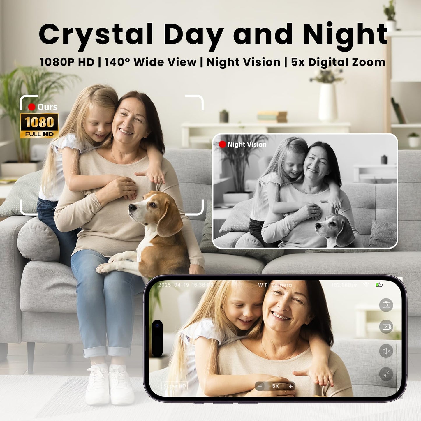 VIDCASTIVE Hidden Camera 1080P HD Mini Wireless WiFi Security Camera with Wide Angle View, AI Human Motion Detection, Night Vision, SD & Cloud Storage