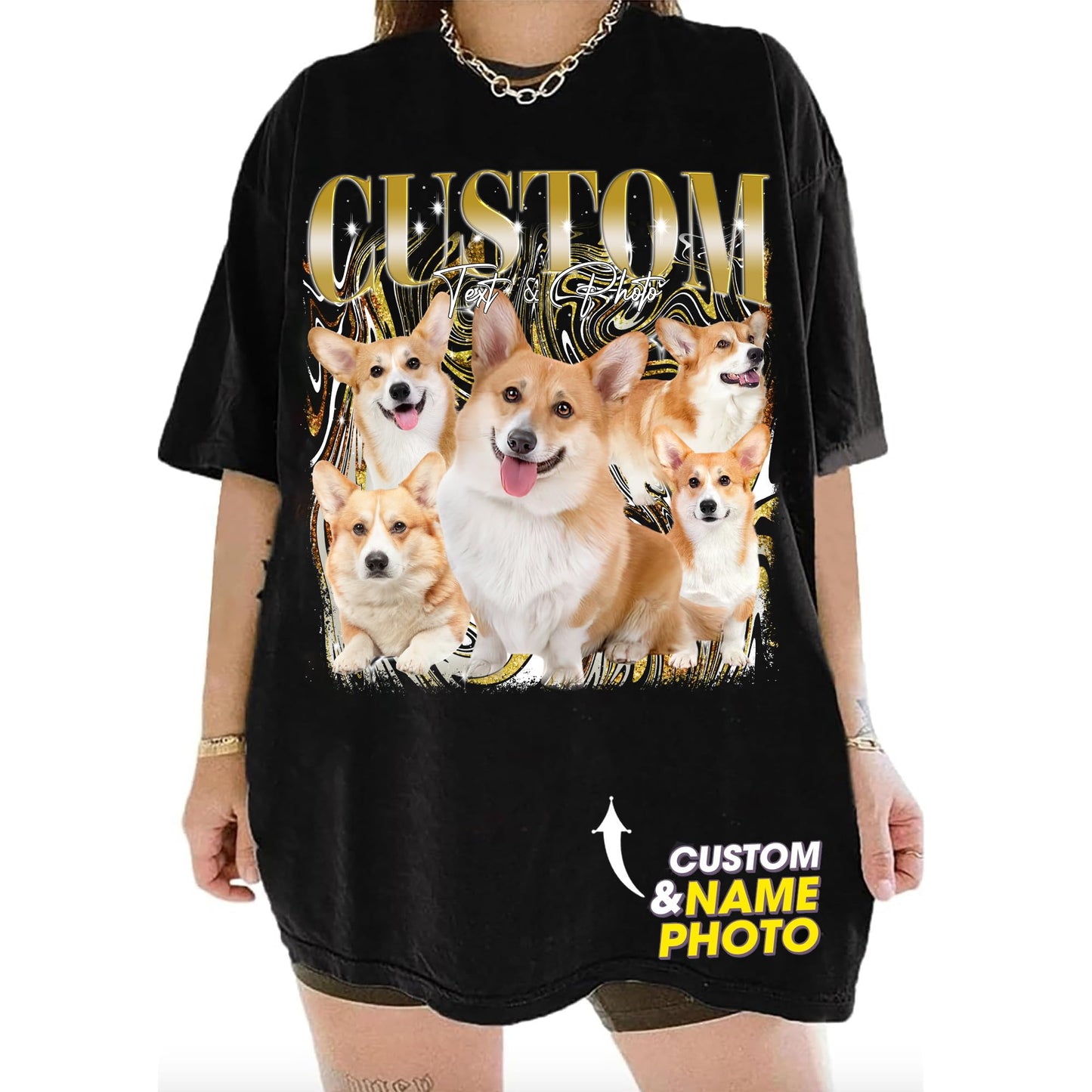 NAZENTI Custom Bootleg Rap Tee, Custom T-Shirts with Picture, Retro Custom Bootleg, Valentine's Gifts for Him Her