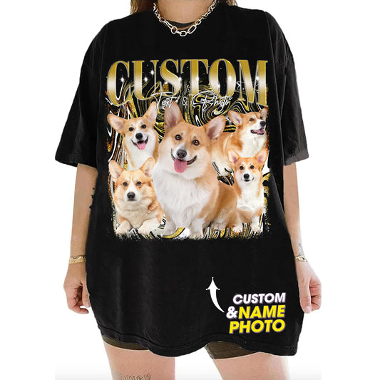 NAZENTI Custom Bootleg Rap Tee, Custom T-Shirts with Picture, Retro Custom Bootleg, Valentine's Gifts for Him Her