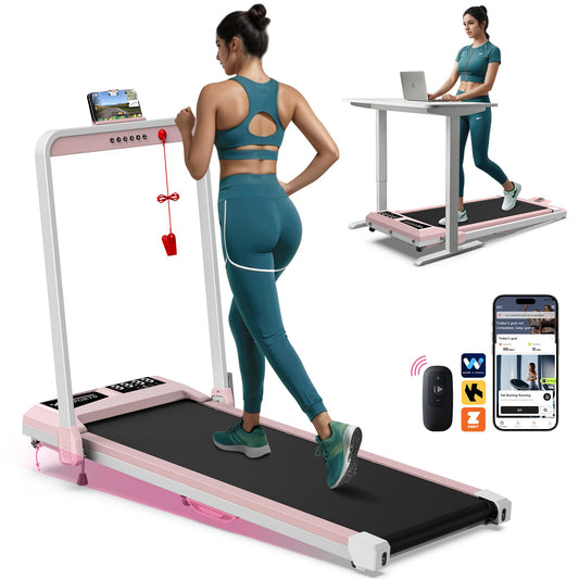 WELLFIT Foldable Treadmill with Incline, 350 LBS Capacity Walking Pad with Handle Bar, Portable Walking Pad Treadmills for Home, Under Desk Treadmill with App & Remote Control, Wide Belt, LED Display