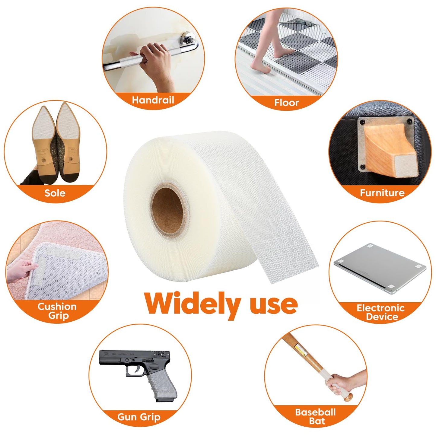 InfiOne Anti Slip Grip Tape – Silicone Duct Tape Ultra-Thin Bat Grip Tape for Secure Hold & Friction,Ideal for Stairs,Rugs,Tennis Racket,Tool Handles,Baseball Bat,Bike Handlebar(Black, 2in x 33ft)