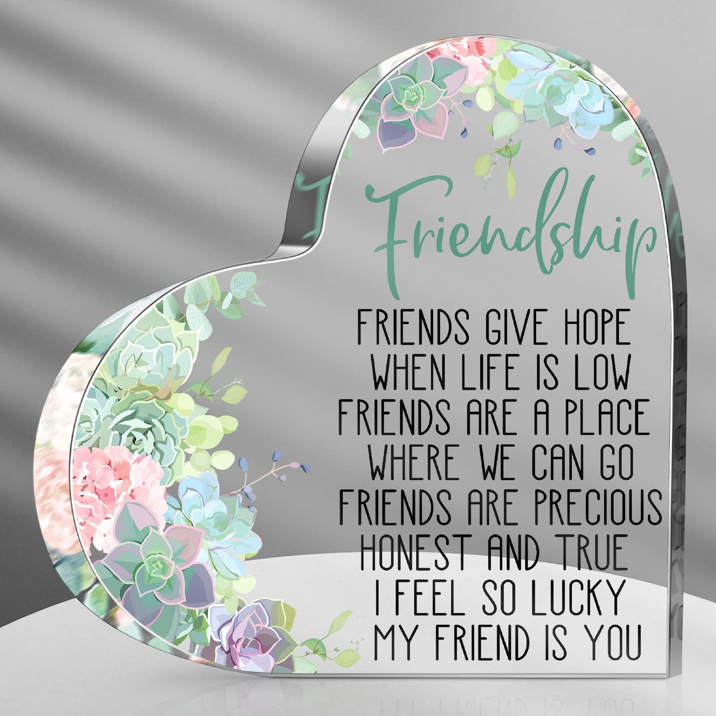 Spiareal Gift for Friend Friendship Women Friend Friendship Birthday Cheer up Gift Acrylic Heart Butterfly Keepsake Paperweight for Home Office Table Shelf(Classic)