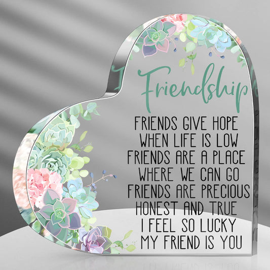 Spiareal Gift for Friend Friendship Women Friend Friendship Birthday Cheer up Gift Acrylic Heart Butterfly Keepsake Paperweight for Home Office Table Shelf(Classic)