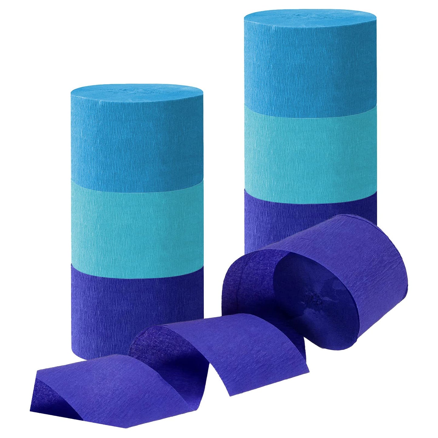 81 Feet Blue Crepe Paper Streamers, 6 Rolls Blue Party Streamers Decorations for Birthday Party, Family Gathering, Wedding Decoration