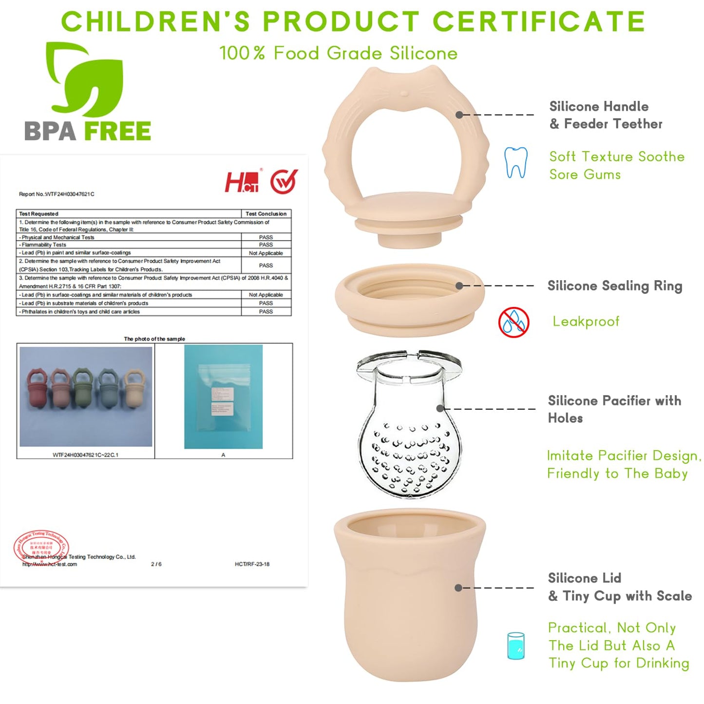 Socub Silicone Baby Fruit Food Feeder & Baby Food Freezer Tray Set, Milk Popsicle Molds for Baby Teething Relief, Baby Food Pacifier Feeder for Infants Self Feeding, Include 3 Sizes Food Pouch