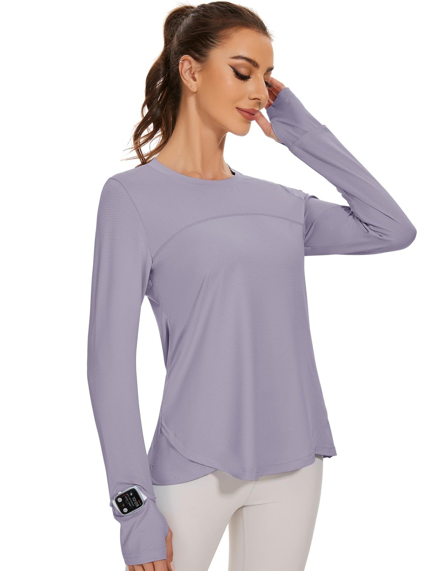 Blingfit Sun Shirts for Women UPF 50+ Women's Sports T-Shirt Long Sleeve Shirt Workout Tops Crew Neck Athletic Casual Running Yoga Fitness T-Shirts