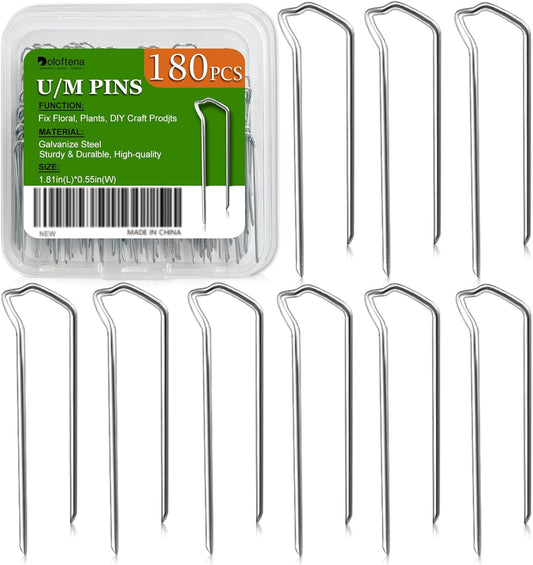 Doloftena 180PCS Floral Picks, 1.81Inch U/M Shape Floral Pins, Premium Metal Sharp Flower Plant Pins for Straw Wreath Making Floral Arrangement Supplies DIY Craft Projects Bouquet Plants