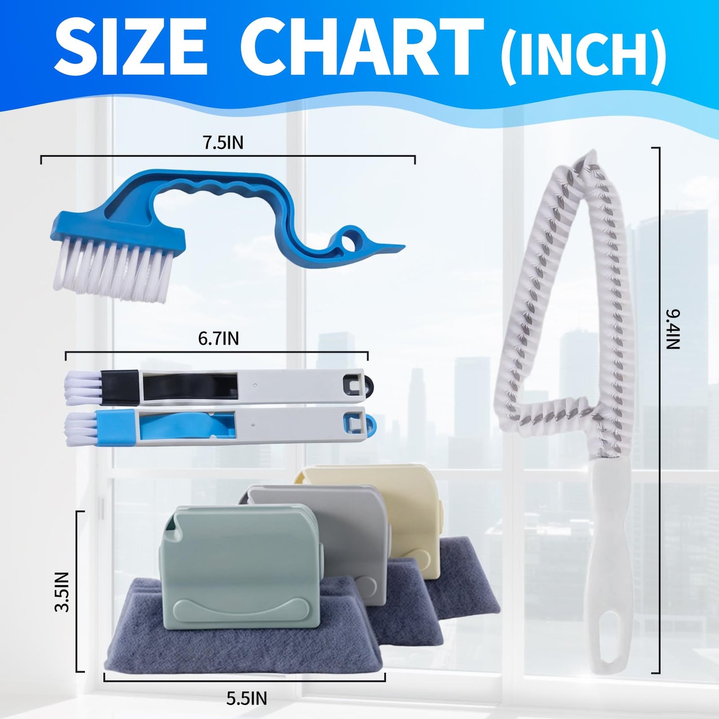 Window Groove Cleaning Brush, 13 PCS Hand-held Magic Window Track Cleaning Tools, Window or Sliding Door Track Cleaner for Sliding Door, Sill, Tile Lines, Shutter, Car Vents, Keyboard, Small Clean Kit