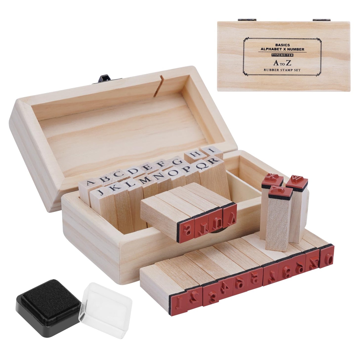 UCEC Letter Stamps, 70pcs Alphabet Stamps for Clay, Wooden Rubber Letter Number and Symbol Stamp Set for Scrapbooking Supplies DIY Craft Card Making