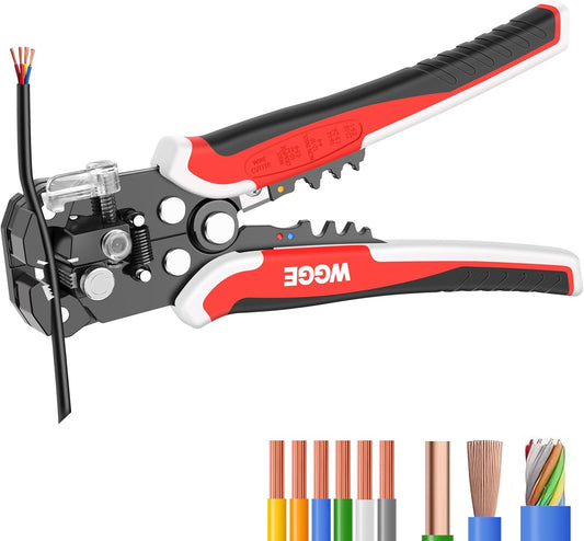 WGGE WG-014 Self-Adjusting Insulation Wire Stripper. For stripping wire from AWG 10-24, 3 in 1 Automatic Wire Stripping Tool/Cutting Pliers Tool, Automatic Strippers with Cutters & Crimper 8"