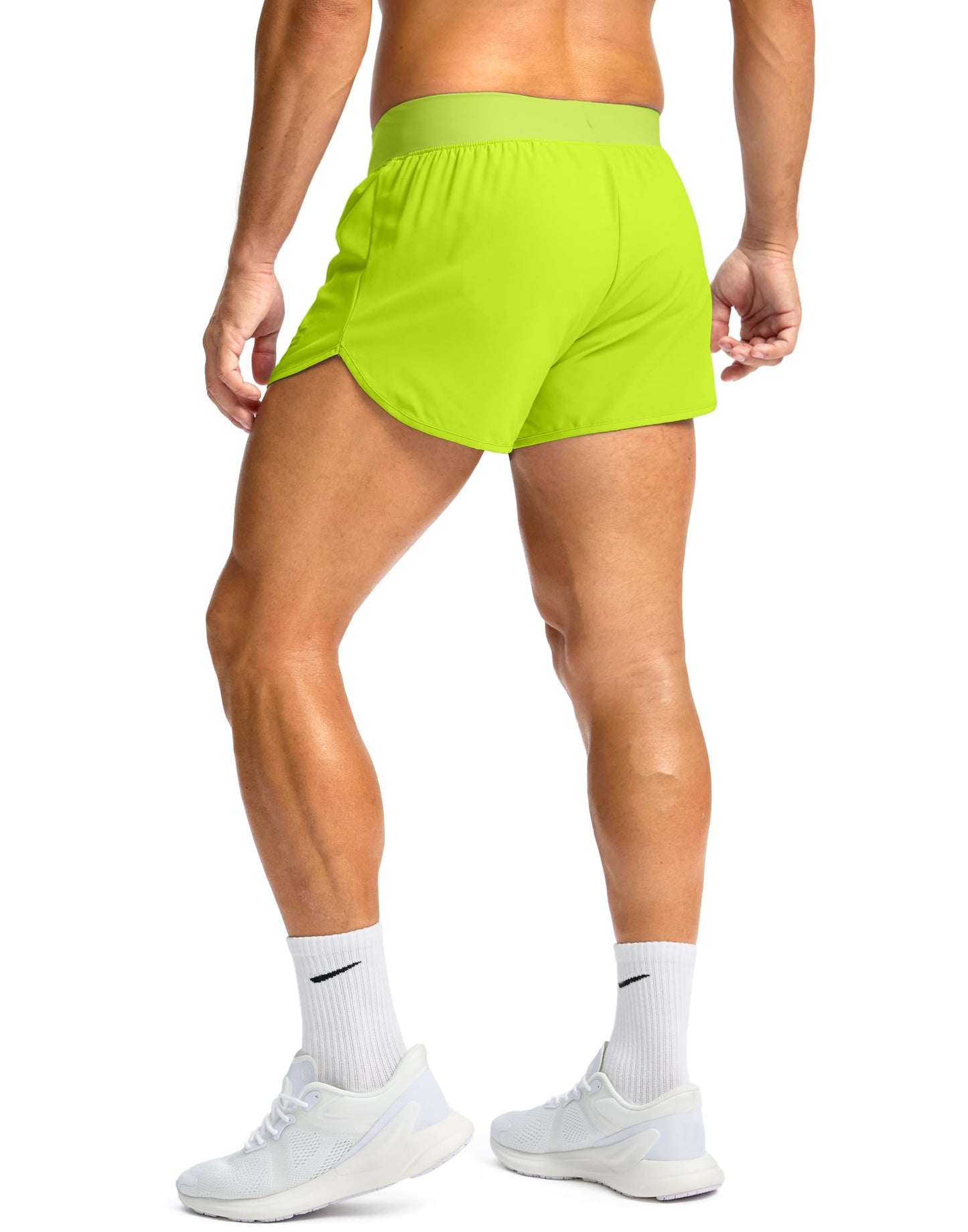 G Gradual Running Shorts for Men 3 Inch Lighweight Quick Dry Workout Gym Athletic Jogging Shorts with Inner Key Pocket, Fluorescent Green, Large