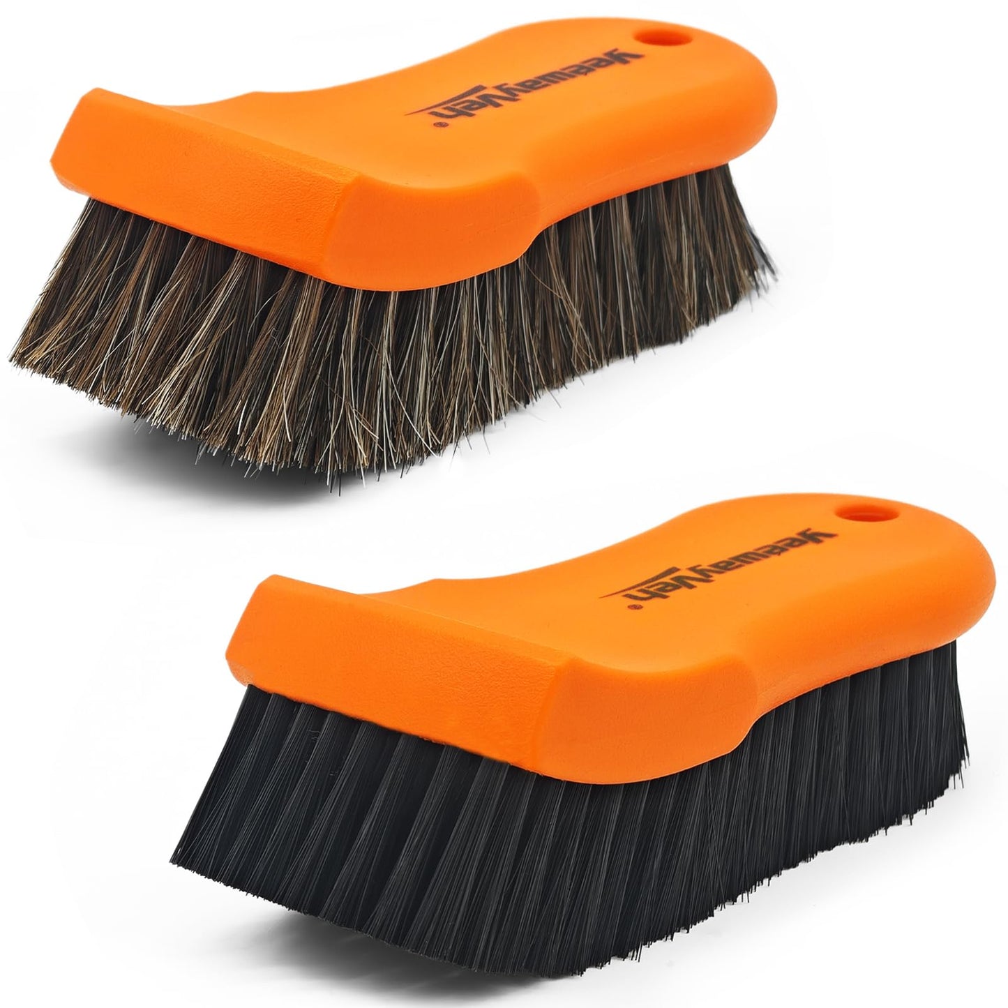 YeewayVeh 2PCS Leather Cleaning Brush, Horse Hair Brush for Car Leather Seat, Fabric, Shoes and Furniture, Soft Detailing Brush for Carpets, Seat Belts and Car Interior