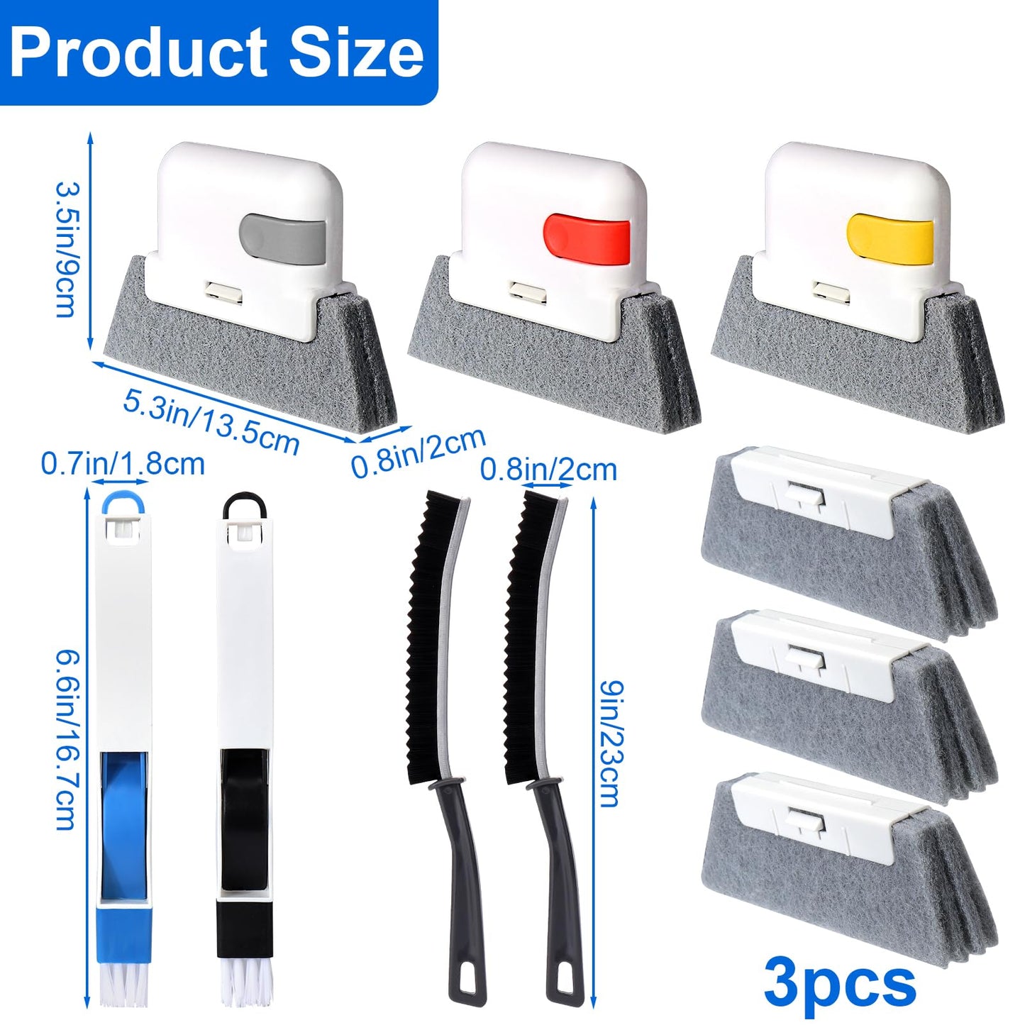 XANGNIER Window Sill Cleaner Tool,10 Pcs Magic Door Window Track Cleaning Tools Kit,Sliding Door Track Cleaner,Groove Crevice Cleaning Brush for Tile Lines/Shutter/Car Vents/Air Conditioner/Keyboard