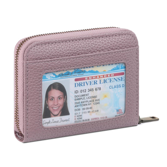 SENDEFN Leather Wallet Women RFID Blocking Small Compact Wallets Credit Card Holder with ID Window