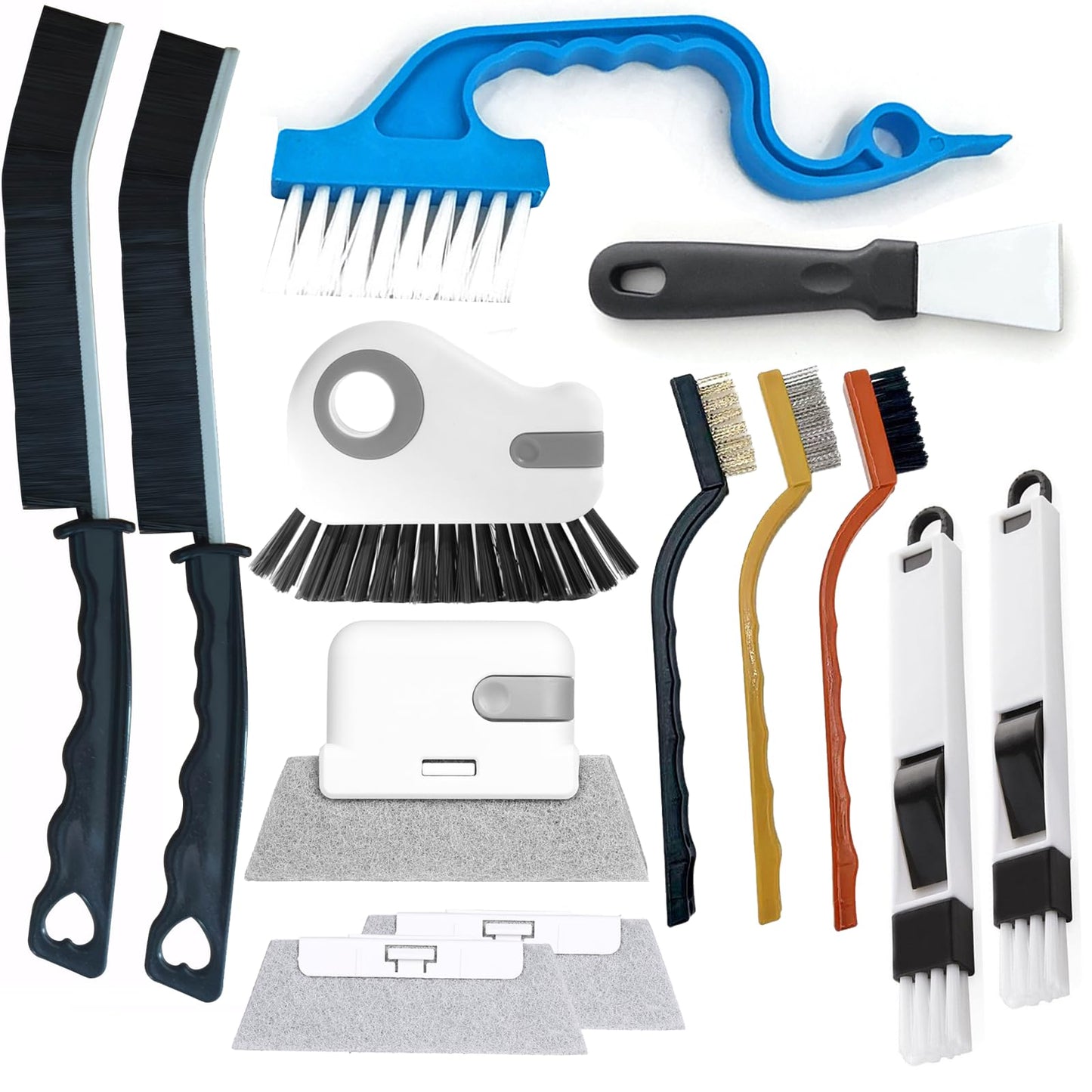 13Pcs Crevice Cleaning Brush Set, Window Groove Cleaning Brush Kit Hard Bristle for Sliding Door, Sill, Tile Lines, Shutter, Corner, Grout, Sink