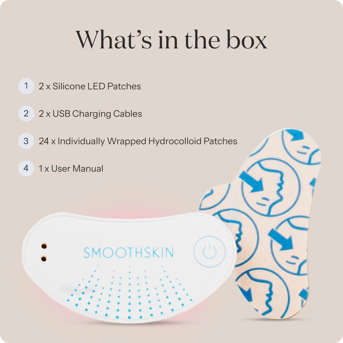 SmoothSkin Under-Eye Red Light Therapy Device, LED Eye Patches with 24 Hydrocolloids, for Dark Circles, Wrinkles & Puffiness