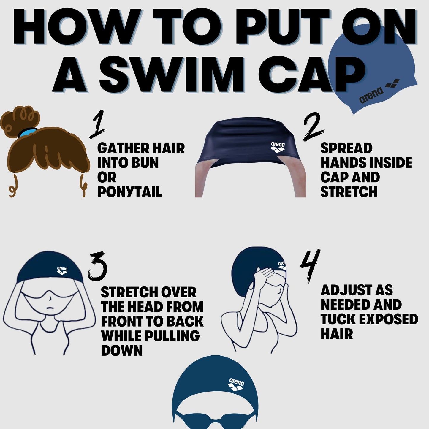 Arena Unisex Adult Poolish Molded Silicone Swim Cap for Training and Racing, One Size Fits Most, Pool Tiles/Blue