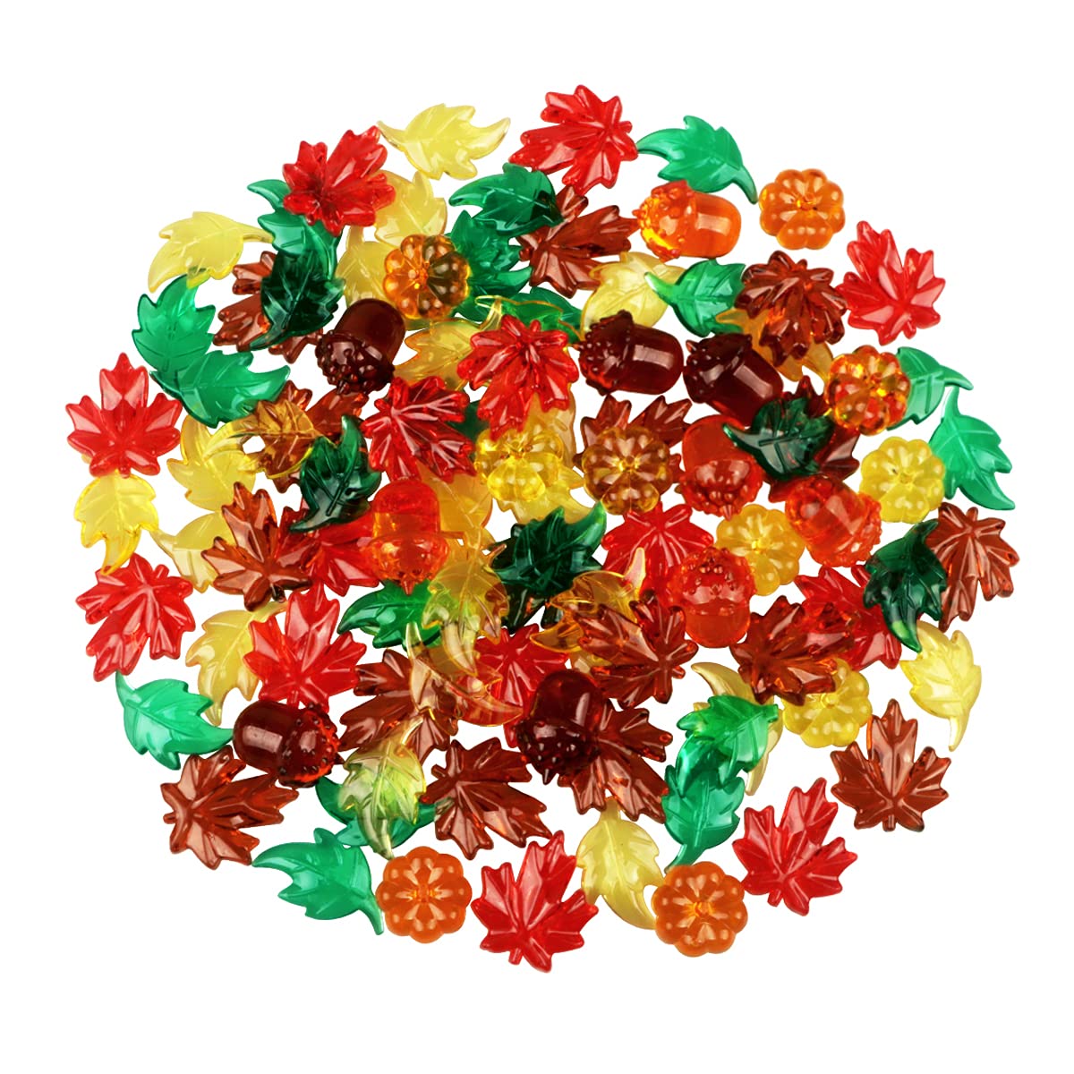 100PCS Acrylic Leaves Mini Pumpkins Acorns Maple Leaves Acrylic Fall Decorations, Thanksgiving Table Scatter Fall Vase Filler Gems for DIY Crafts, Home Decoration, Thanksgiving and Autumn Decor