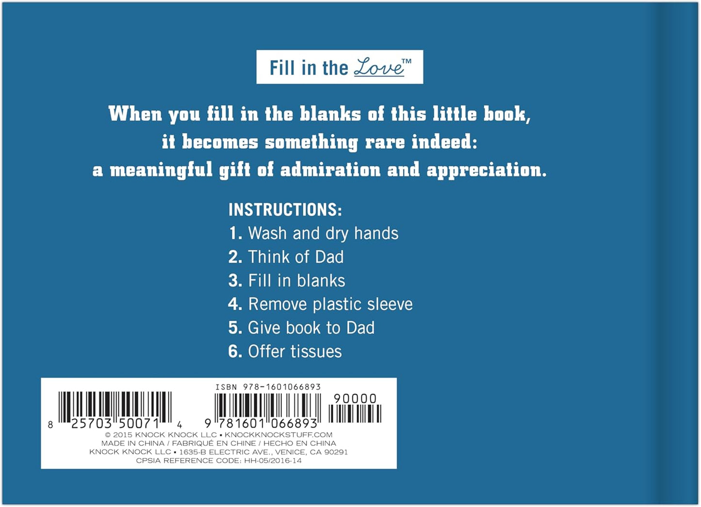 Knock Knock What I Love About Dad Fill In The Love Book Fill-In-The-Blank Journal, 4.5 x 3.25-inches