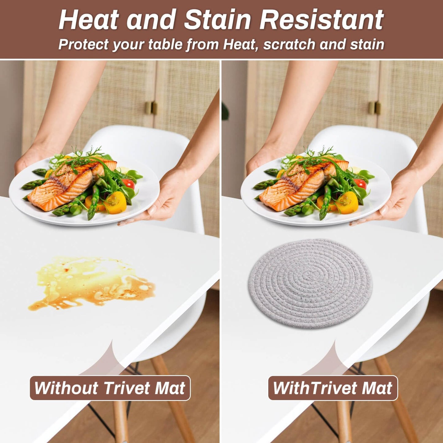Billbotk 8'' Trivets Hot Dishes, Hot pots and Pans, 6 Heat Resistant Hot Pads, Pot Holders Kitchen, Hot Plate Mats Kitchen Countertops, Table, Home Essentials New Home and Farmhouse Decor