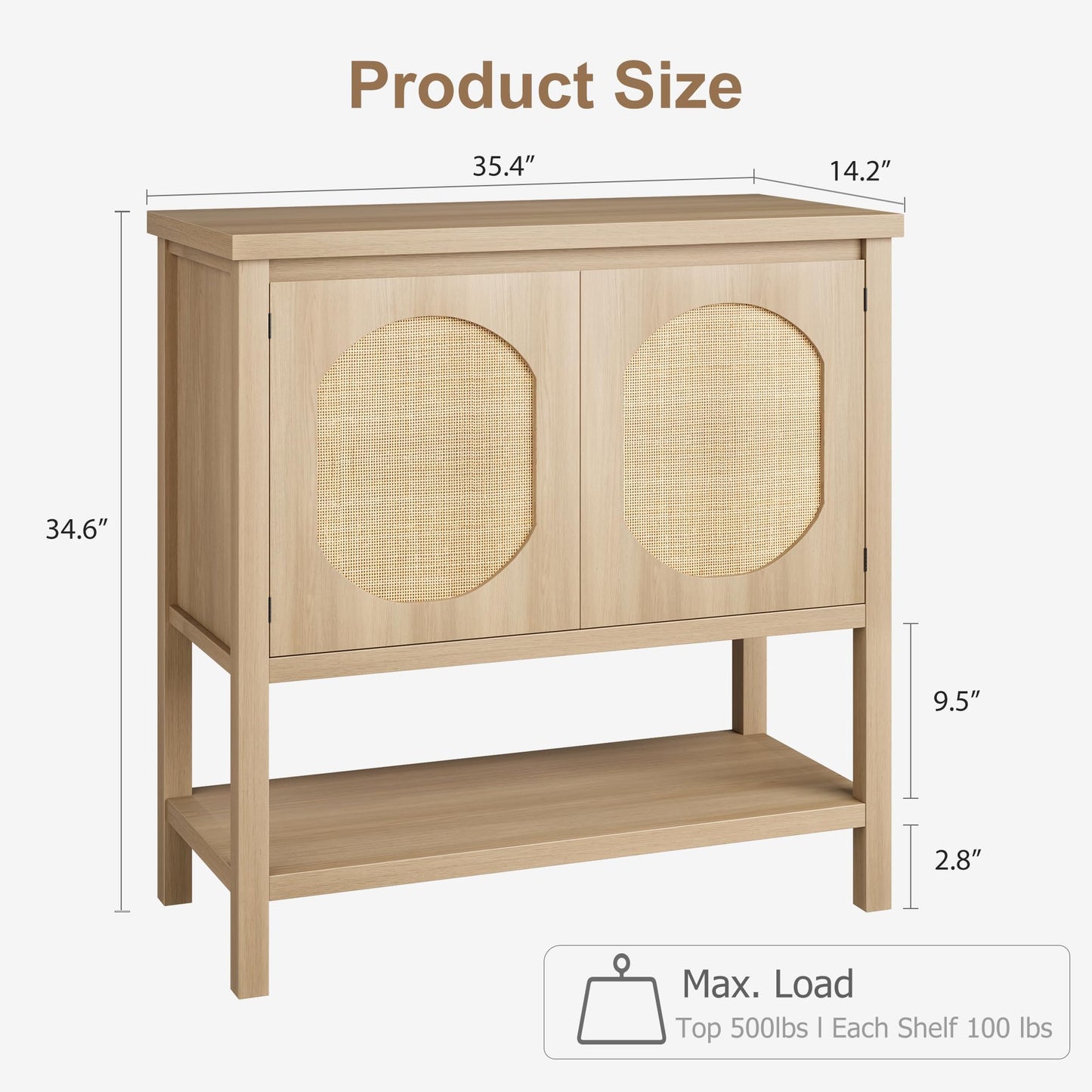 CABIHOME Farmhouse Console Table, Sofa Table with 2-Door, Entryway Table with Storage Shelf, Hallway Table, Coffee Bar for Living Room, Office, Couch
