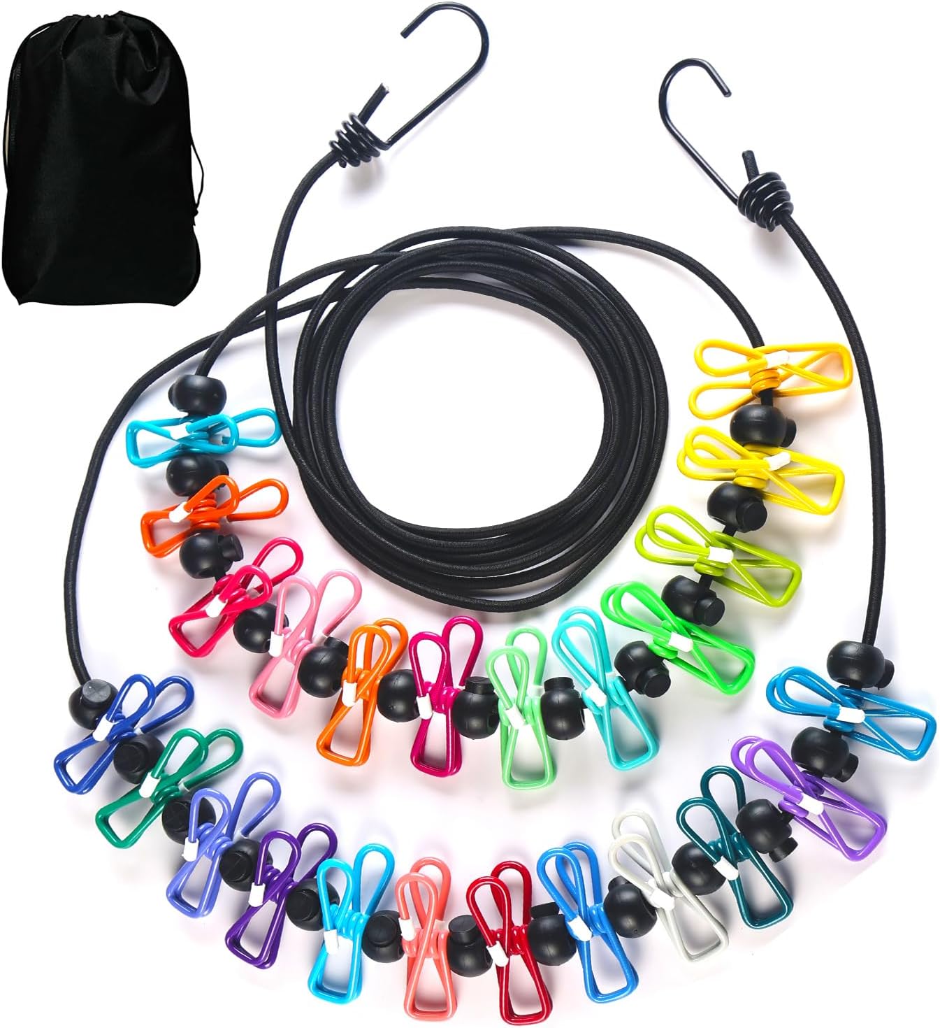 3.6M Travel Clothesline with 24 Clothes Clips, Retractable Clothesline Camping Washing Line with for Indoor Laundry Drying line,Outdoor Camping Accessories (3.6M)