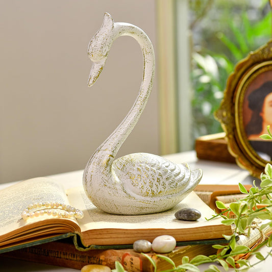 Sungmor Cast Iron Antelope Statue, Vintage Home Office Decor Sculpture, Outdoor Garden Lawn Animal Figurine, Indoor Bookshelf Tabletop Ornament, Rustic White