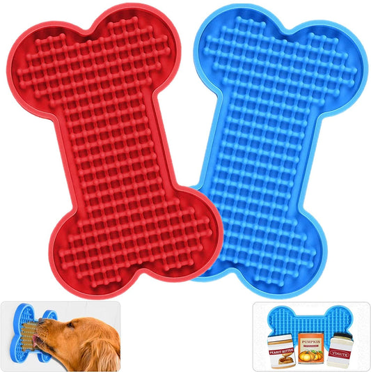 Petbank Lick Mat for Dogs - 2 Pack Peanut Butter Licking Mats, Slow Feeding Bowl, Tattoo and Anxiety Reducer for Pet Food, Yogurt, Bath, Grooming and Training