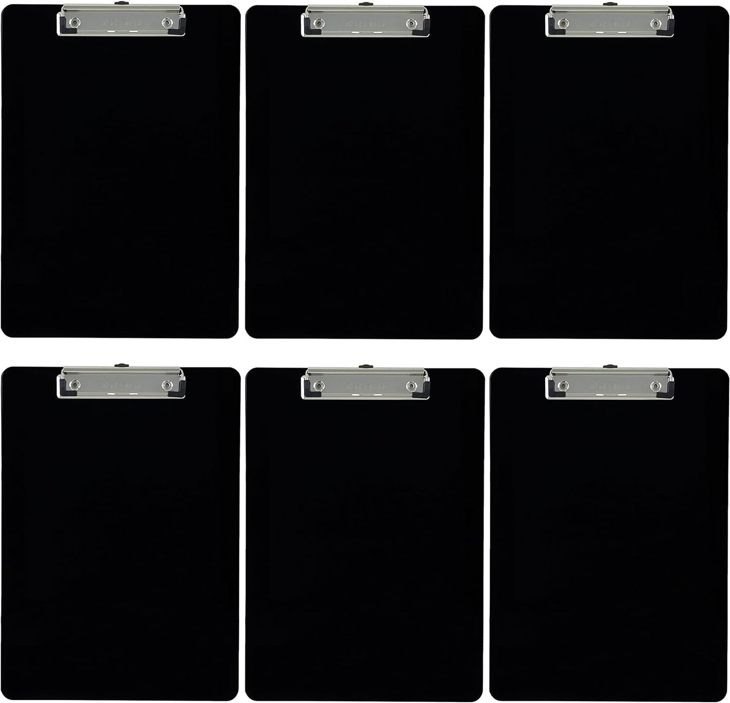 Trade Quest Plastic Clipboard Opaque Color Letter Size Low Profile Clip (Pack of 6) (Black)