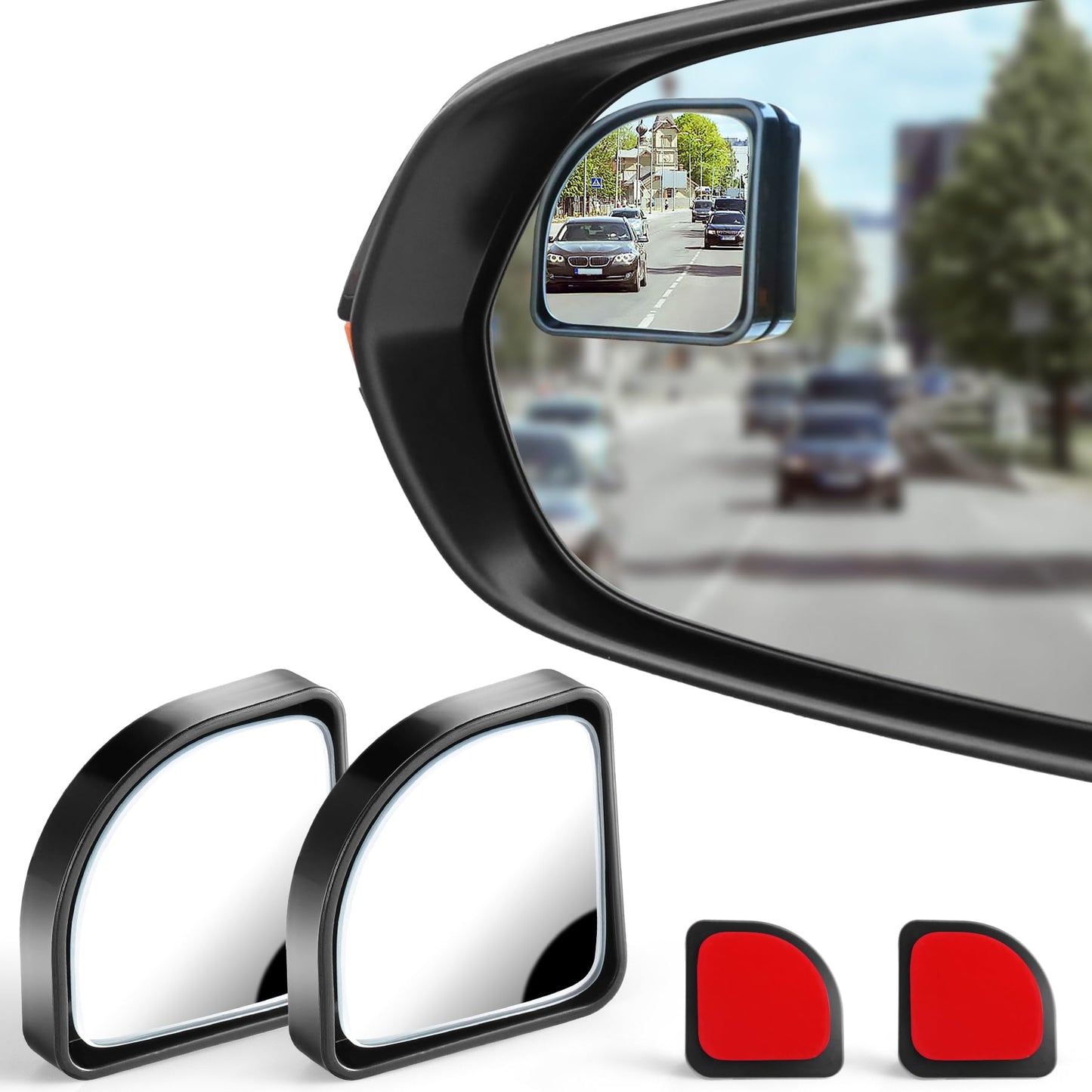 LivTee Blind Spot Mirror, 2'' Round HD Glass Frameless Convex, 2Pack Side Mirror Blind Spot, Rear View Mirrors Exterior Accessories with Wide Angle Adjustable Stick for Car SUV and Trucks, Silver