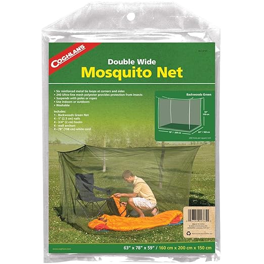 Coghlan's Mosquito Net, Backwoods, Olive Green, Double Wide / 240-mesh (9765)