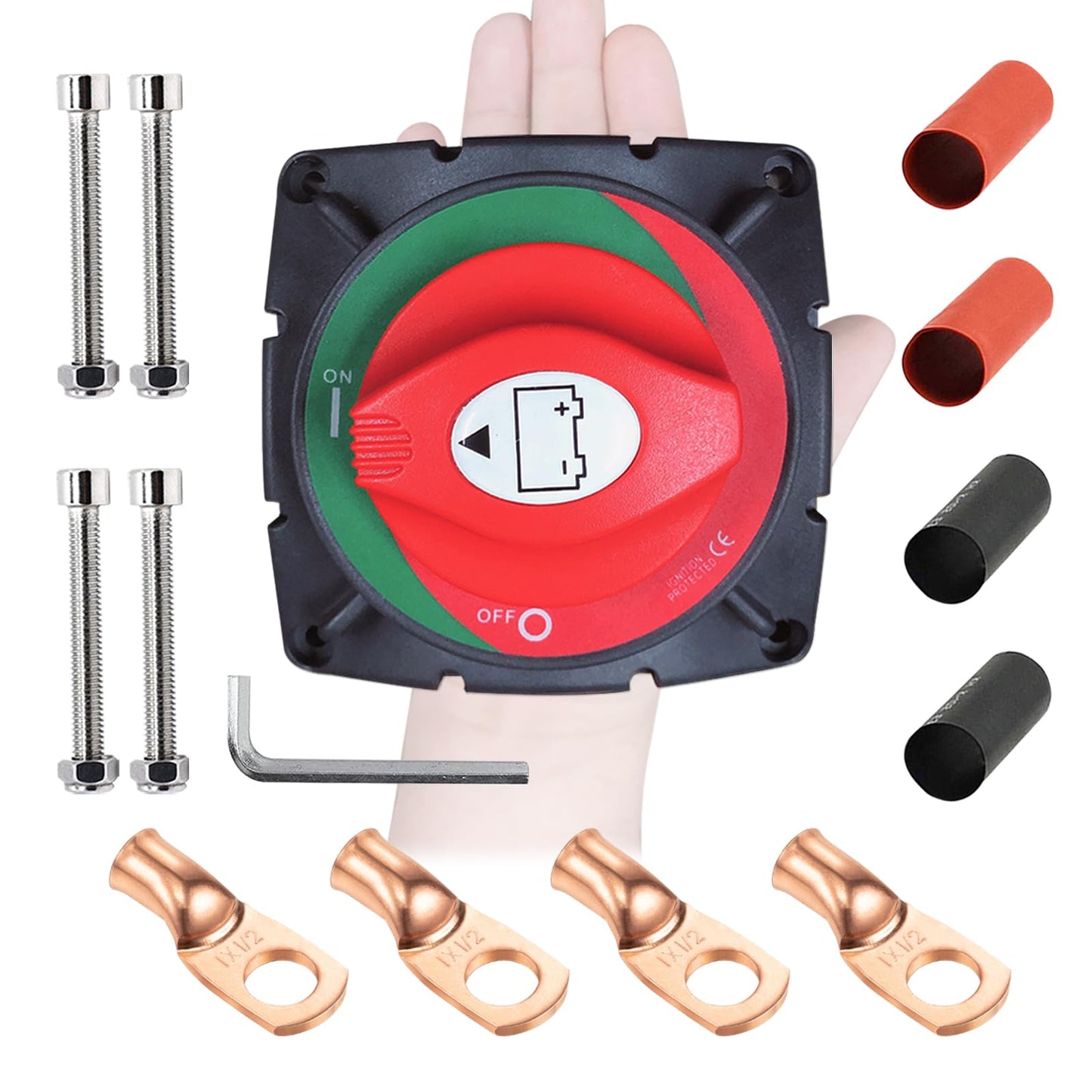 Ampper Battery Switch, 12-48 V Battery Power Cut Master Switch Disconnect Isolator for Car, Vehicle, RV and Boat (On/Off)