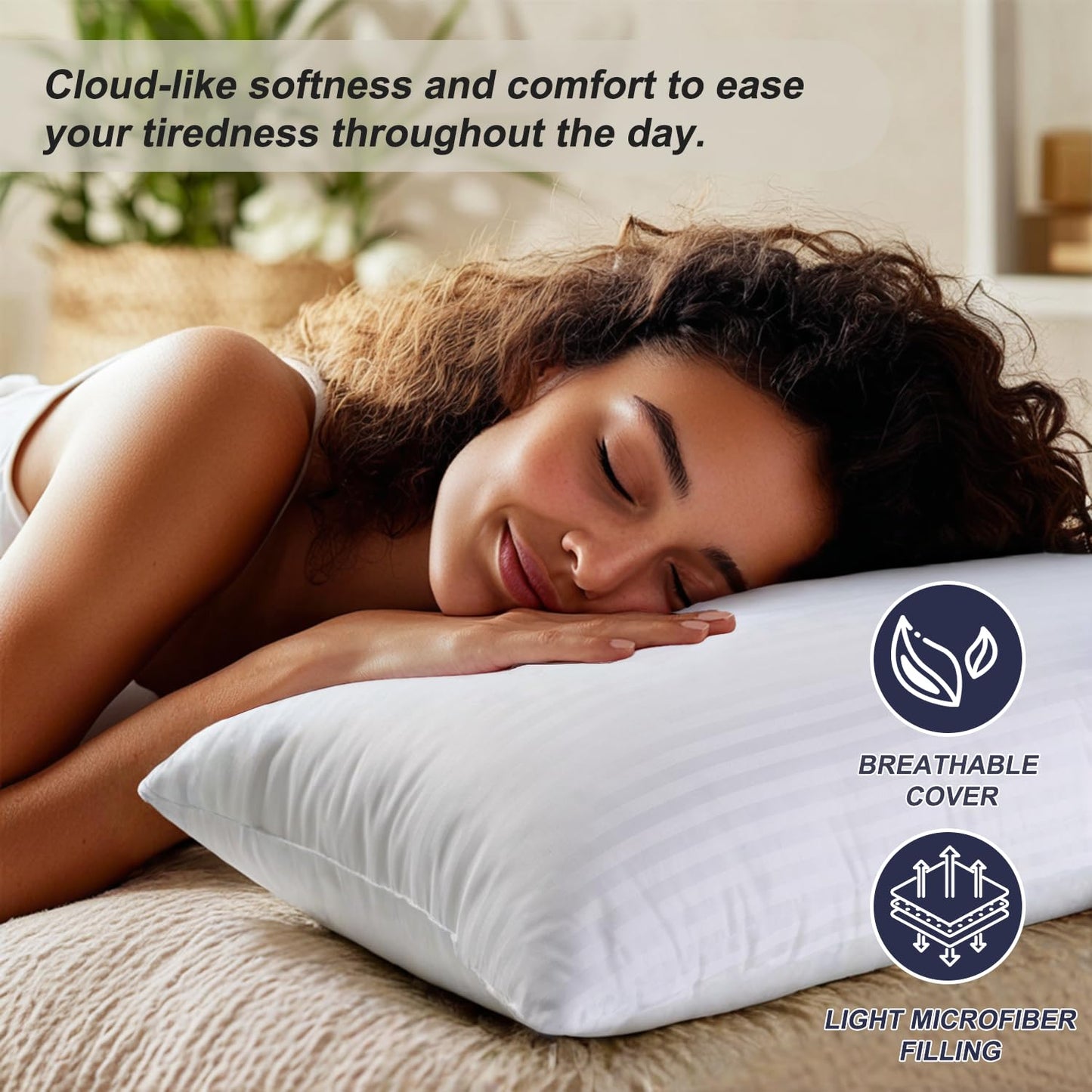 Favocama Bed Pillows Queen Size Set of 2 Hotel Collection Bed Pillow for Sleeping Queen Pillows 2 Pack for Back, Stomach or Side Sleepers Soft and Supportive Washable Pillows for Bedroom