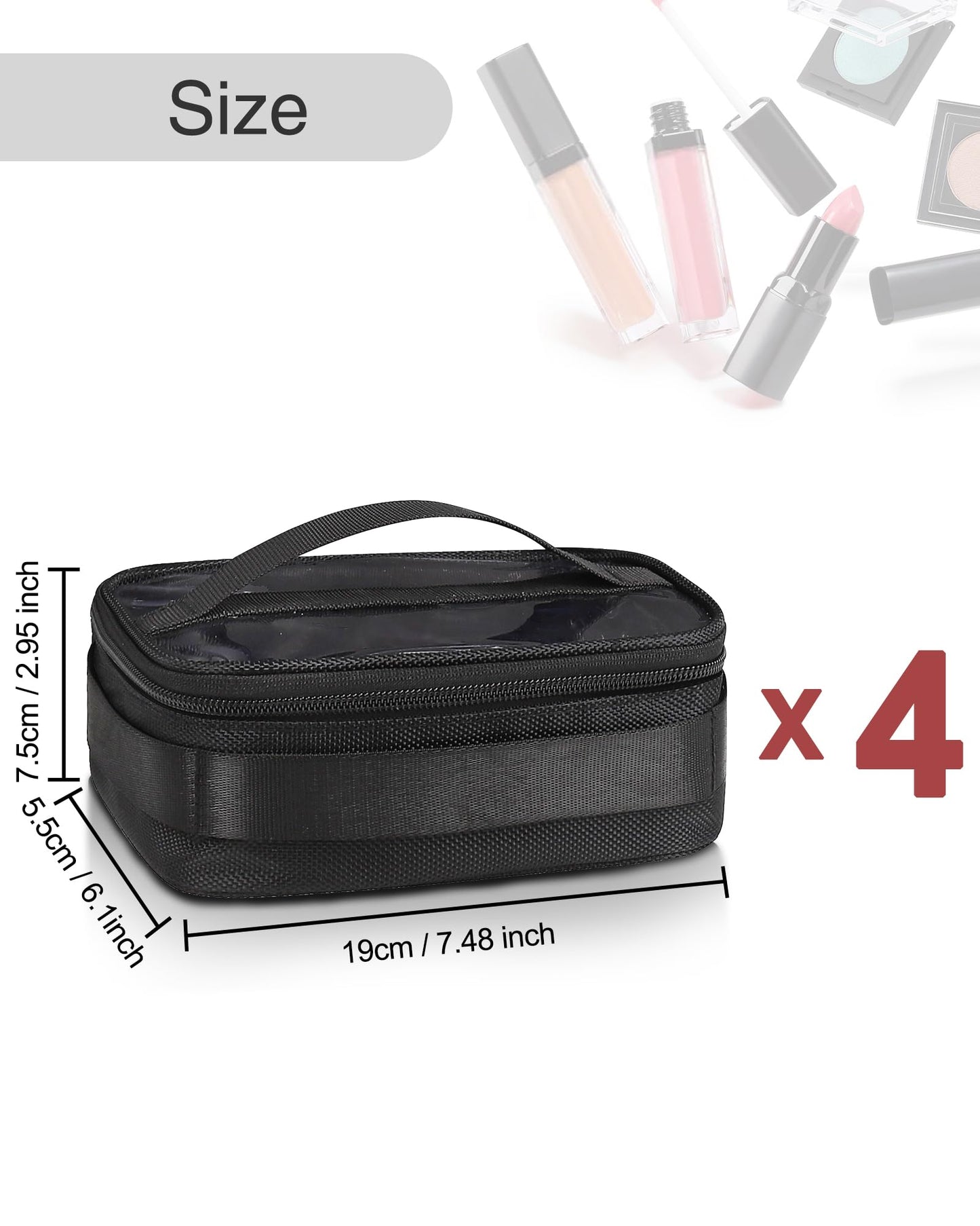 Relavel Rolling Makeup Case Professional Makeup Train Case Makeup Artist Travel Organizer 5 in 1 with Detachable Cosmetic Case and Dual Makeup Brush Case and Wheels (Black, 4-Pack)