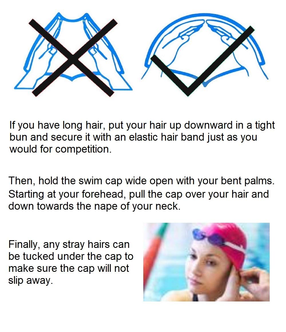 Swim Cap for Long Hair Kids Junior Men Women with Short or Medium Hair with Designs Silicone Swimming Caps