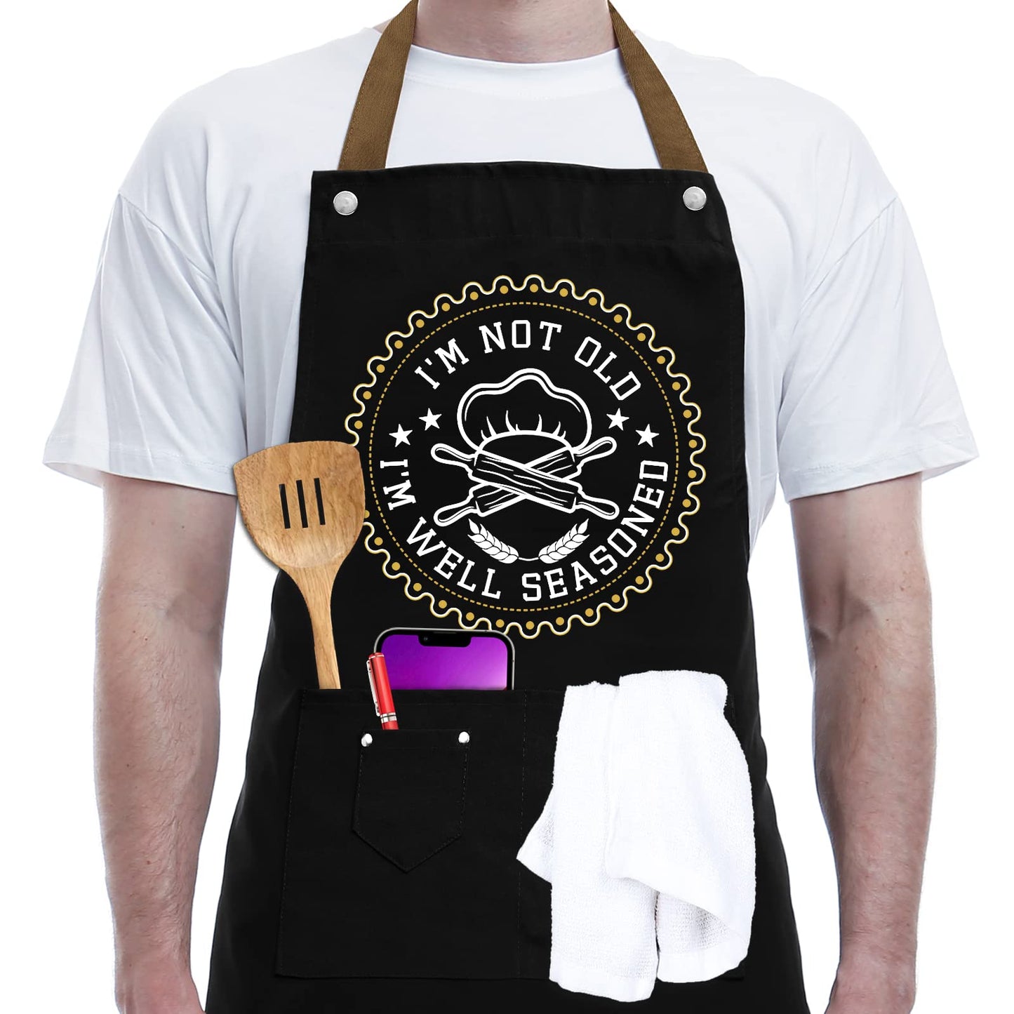 REHAVE Funny Gift for Men, Women, Dad, Father's Day Gifts from Daughter Son, Anniversaries Gift for Husband, Boyfriend, Brother, Uncle, Unique Birthday Grilling Gifts for men – BBQ Cooking Chef Apron