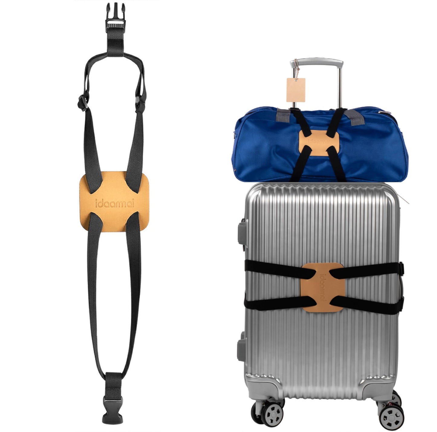 Luggage Straps Bag Bungee， Luggage Straps Suitcase Adjustable Belt，Add a Bag Easy to Travel Suitcase Elastic Strap Belt – (Black)