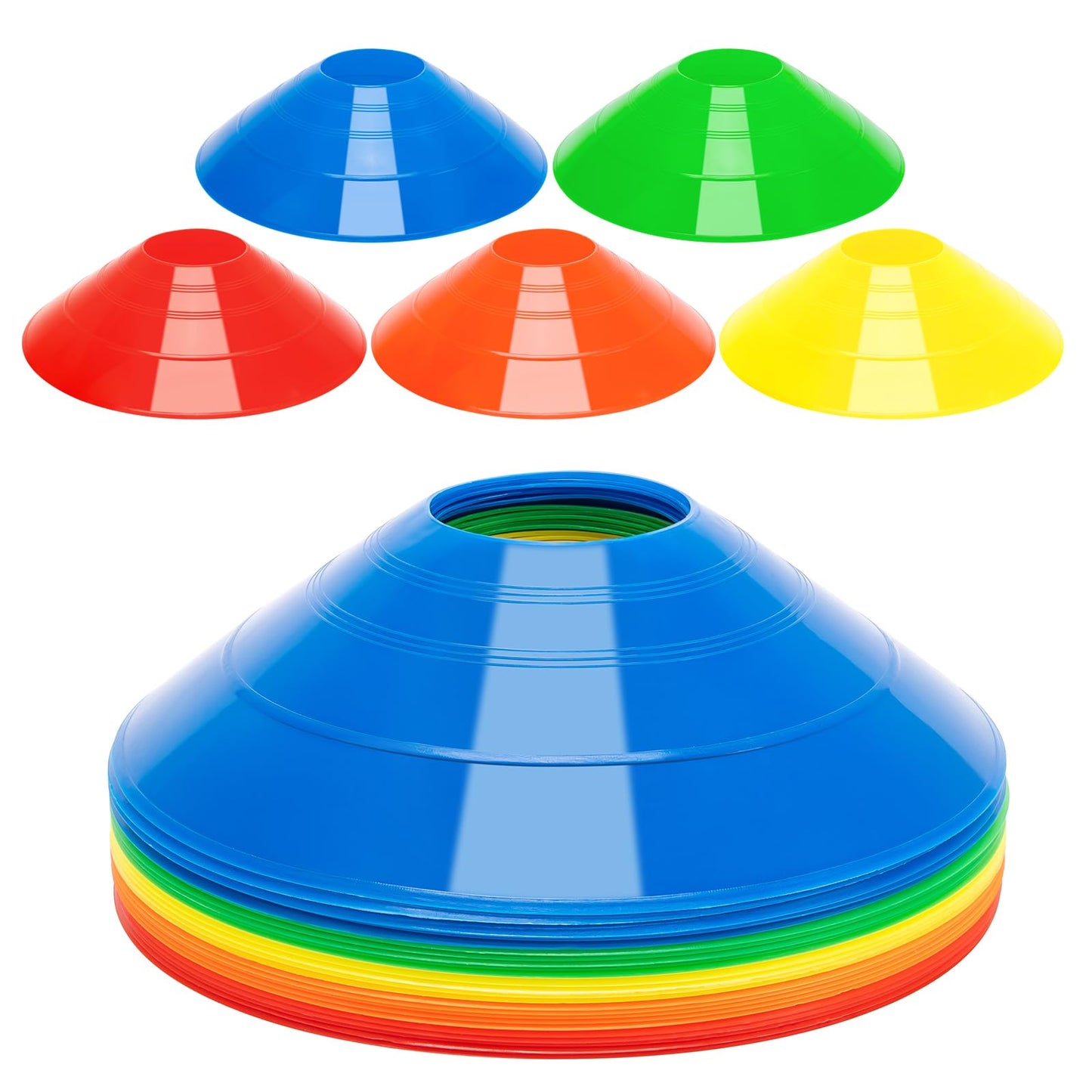 25 Pcs Pro Disc Cones - Training Cones Agility Soccer Cones with Carry Bag for Training, Soccer, Football, Basketball,Kids and Other Sports and Games(5 Colors)