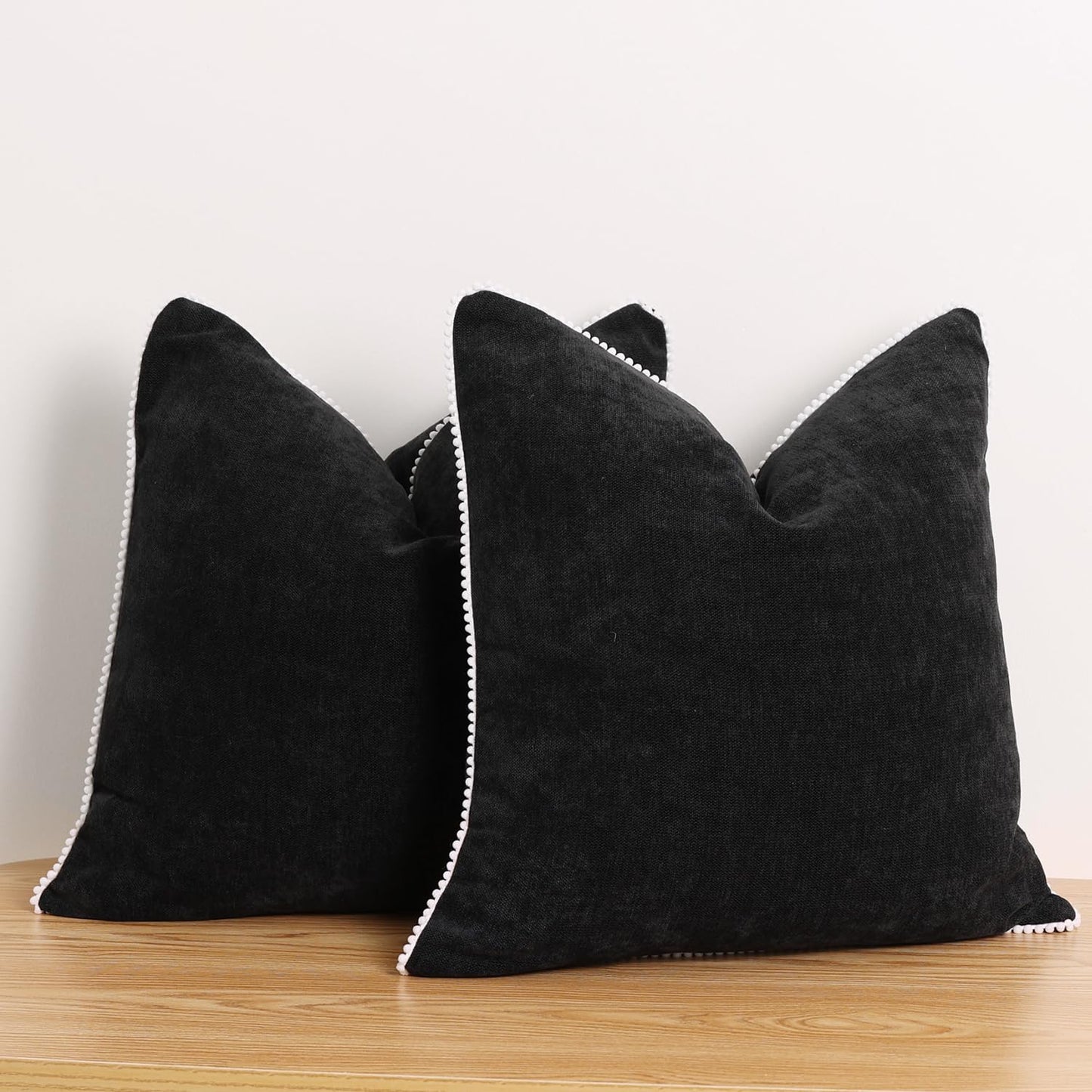 VOILYBIRD Black Boho Pillow Covers 20x20 Inch, Decorative Throw Pillow Covers for Sofa, Couch Pillow Covers for Living Room, Set of 2