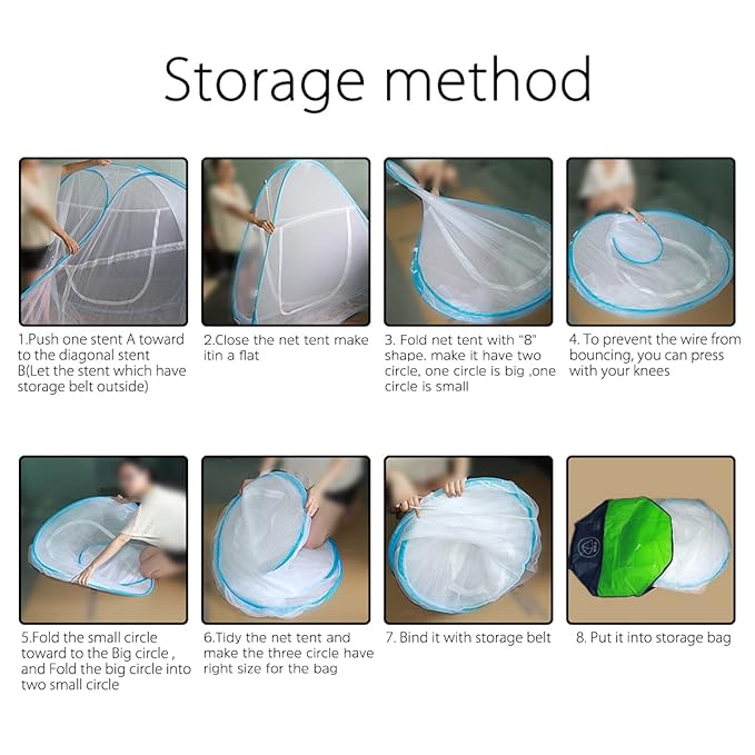 AMMER Pop-Up Mosquito Net Tent for Beds Portable Folding Design with Net Bottom for Baby Adults Trip (79 x71x59 inch)