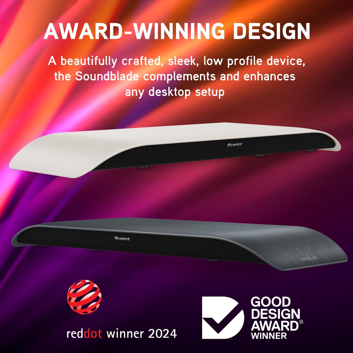 BlueAnt Soundblade Under Monitor Soundbar, Powerful 120 watt, 2.1 Channel USB-C, Bluetooth 5.3 Desktop Speaker for PC, Mac for Streaming Content, Music and Gaming. (Green)