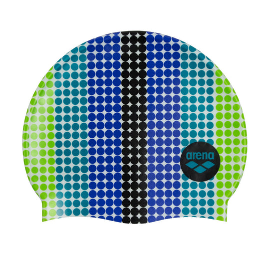 Arena Junior Silicone Unisex Print Swim Cap for Boys and Girls Comfortable Durable Kids’ Pool Bathing Cap, One Size, Circle Stripe